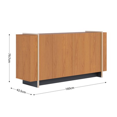 Balcão Buffet Copacabana 4 Portas 2 Prateleiras Freijó/Preto/Dourado - Colibri