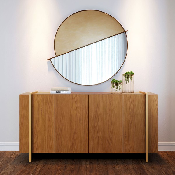 Balcão Buffet Copacabana 4 Portas 2 Prateleiras Freijó/Preto/Dourado - Colibri