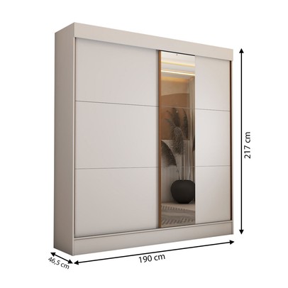 Guarda-Roupa Casal Portugal 2 Portas de Correr com Espelho 3 Gavetas 100% Mdf Branco Fosco - Panorama Móveis