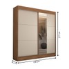 Guarda-Roupa Casal Portugal 2 Portas de Correr com Espelho 3 Gavetas 100% Mdf Cinamomo/Off White - Panorama Móveis
