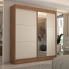 Guarda-Roupa Casal Portugal 2 Portas de Correr com Espelho 3 Gavetas 100% Mdf Cinamomo/Off White - Panorama Móveis
