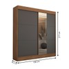 Guarda-Roupa Casal Portugal 2 Portas de Correr com Espelho 3 Gavetas 100% Mdf Flex Cinamomo/Chumbo - Panorama Móveis