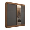 Guarda-Roupa Casal Portugal 2 Portas de Correr com Espelho 3 Gavetas 100% Mdf Flex Cinamomo/Chumbo - Panorama Móveis
