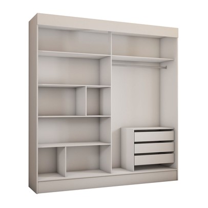 Guarda-Roupa Casal Portugal 2 Portas de Correr 3 Gavetas 100% Mdf Branco Fosco - Panorama Móveis