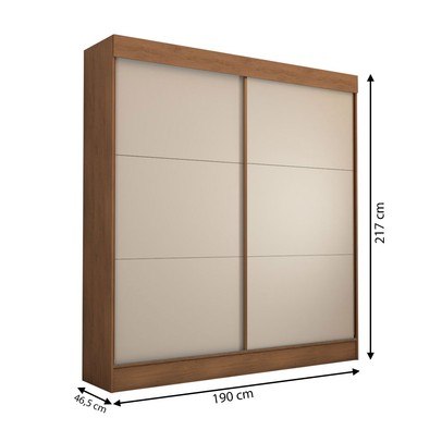 Guarda-Roupa Casal Portugal 2 Portas de Correr 3 Gavetas 100% Mdf Cinamomo/Off White - Panorama Móveis