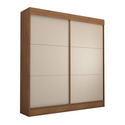 Guarda-Roupa Casal Portugal 2 Portas de Correr 3 Gavetas 100% Mdf Cinamomo/Off White - Panorama Móveis