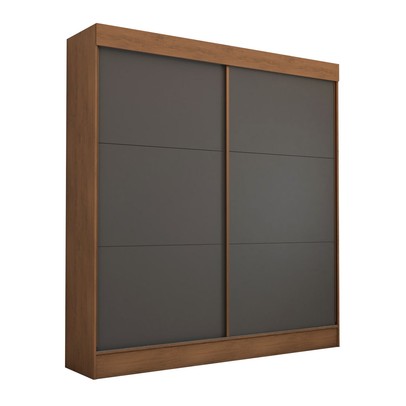 Guarda-Roupa Casal Portugal 2 Portas de Correr 3 Gavetas 100% Mdf Flex Cinamomo/Chumbo - Panorama Móveis