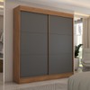 Guarda-Roupa Casal Portugal 2 Portas de Correr 3 Gavetas 100% Mdf Flex Cinamomo/Chumbo - Panorama Móveis