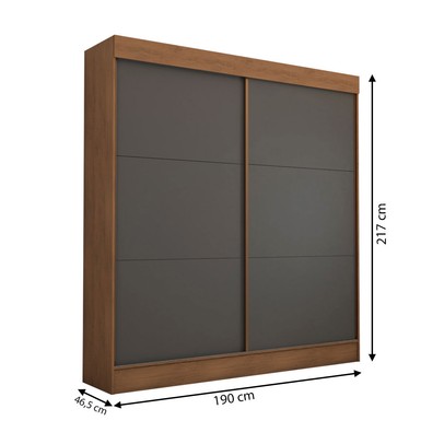 Guarda-Roupa Casal Portugal 2 Portas de Correr 3 Gavetas 100% Mdf Flex Cinamomo/Chumbo - Panorama Móveis
