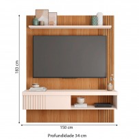 Painel para TV Até 55 Polegadas Jade 1 Porta Ripado Freijo/Off White - Caemmun