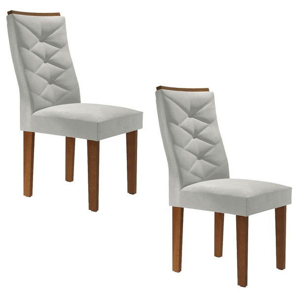 Cadeiras Kit 2 Cadeiras Estofadas Germany Chocolate/Off White/Boucle Gelo - Cel Móveis