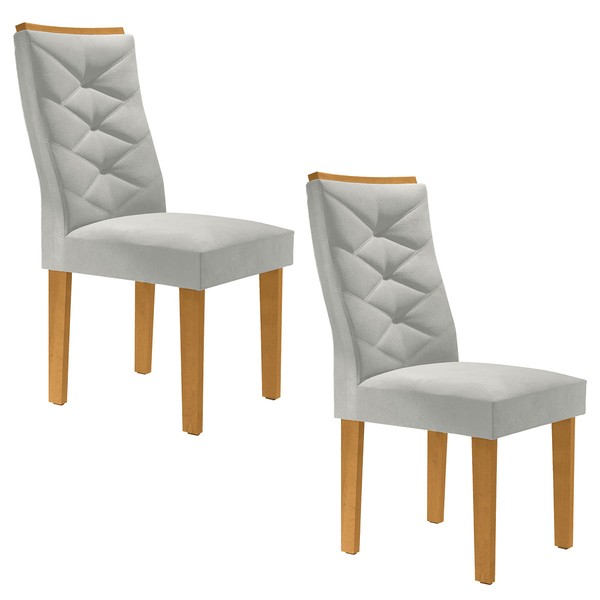 Cadeiras Kit 2 Cadeiras Estofadas Germany Cinamomo/Off White/Boucle Gelo - Cel Móveis