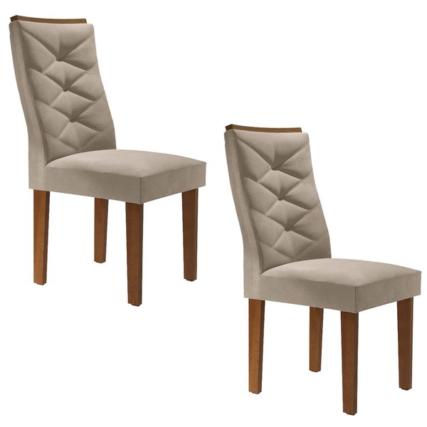 Cadeiras Kit 2 Cadeiras Estofadas Germany Chocolate/Off White/Boucle Bege - Cel Móveis