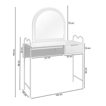 Penteadeira Oasis 1 Gaveta com Espelho Branco - Art Panta