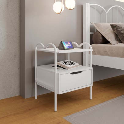 Mesa de Cabeceira Oasis 1 Gaveta Branco - Art Panta