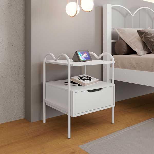 Mesa de Cabeceira Oasis 1 Gaveta Branco - Art Panta