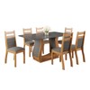 Mesa de Jantar 6 Lugares Sabrinna Sicilia Mel/Cinza/Veludo/Grafite - Viero Móveis