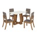 Mesa de Jantar 4 Lugares Lins/Milla com Vidro Nature/Off White/Marrom/Amêndoa - Henn