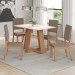 Mesa de Jantar 4 Lugares Lins/Milla com Vidro Nature/Off White/Marrom/Amêndoa - Henn