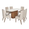 Mesa de Jantar 6 Lugares Solana/Eloá com Vidro Nature/Off White/Linho - Henn