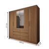 Guarda-Roupa Casal Honey 4 Portas 6 Gavetas com Espelho Freijó - Panorama Móveis
