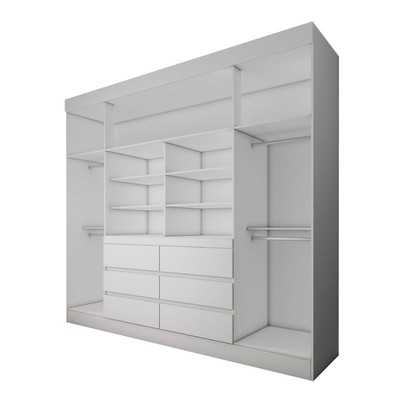 Guarda-Roupa Casal Honey 4 Portas 6 Gavetas com Espelho Branco - Panorama Móveis