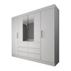 Guarda-Roupa Casal Honey 4 Portas 6 Gavetas com Espelho Branco - Panorama Móveis
