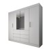 Guarda-Roupa Casal Honey 4 Portas 6 Gavetas com Espelho Branco - Panorama Móveis