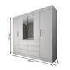Guarda-Roupa Casal Honey 4 Portas 6 Gavetas com Espelho Branco - Panorama Móveis