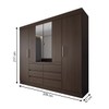 Guarda-Roupa Casal Honey 4 Portas 6 Gavetas com Espelho ébano - Panorama Móveis