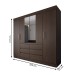 Guarda-Roupa Casal Honey 4 Portas 6 Gavetas com Espelho ébano - Panorama Móveis