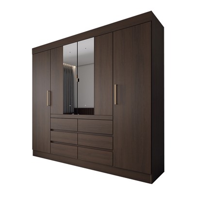 Guarda-Roupa Casal Honey 4 Portas 6 Gavetas com Espelho ébano - Panorama Móveis