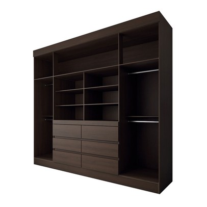 Guarda-Roupa Casal Honey 4 Portas 6 Gavetas com Espelho ébano - Panorama Móveis