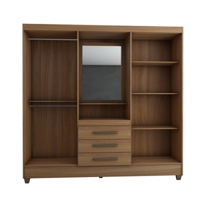 Guarda-Roupa Solteiro Capelinha 4 Portas 3 Gavetas com Espelho Freijó - Panorama Móveis