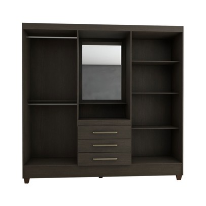 Guarda-Roupa Solteiro Capelinha 4 Portas 3 Gavetas com Espelho ébano - Panorama Móveis