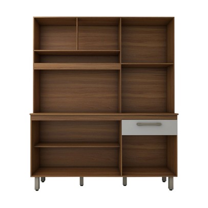 Cozinha Compacta Larissa 6 Portas 1 Gaveta Freijó/Branco - Panorama Móveis