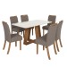 Mesa de Jantar 6 Lugares Lins/Bella com Vidro Nature/Off White/Amêndoa Henn