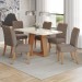 Mesa de Jantar 6 Lugares Lins/Bella com Vidro Nature/Off White/Amêndoa Henn