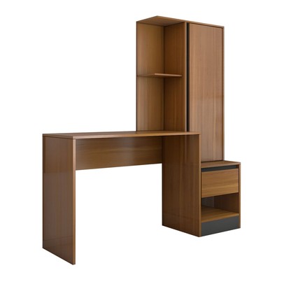 Mesa Escrivaninha Alune com Estante 1 Porta 1 Gaveta Freijó/Grafite - Panorama Móveis