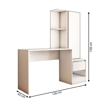 Mesa Escrivaninha Alune com Estante 1 Porta 1 Gaveta Branco - Panorama Móveis