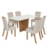 Mesa de Jantar 6 Lugares Vértice/Vita com Vidro Nature/Off White/Linho - Henn