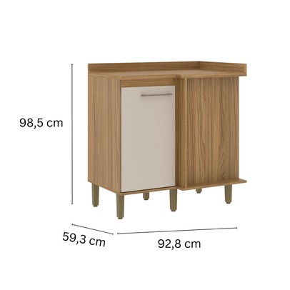 Balcão de Cozinha de Canto Ipê/Cristalo - Decibal