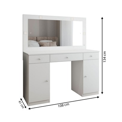 Penteadeira Camarim Margot 2 Portas 3 Gavetas Porta Jóias Branco - Panorama Móveis