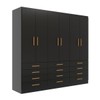 Guarda-Roupa Casal New Mônaco 6 Portas 12 Gavetas Preto - Evidência Móveis