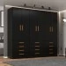 Guarda-Roupa Casal New Mônaco 6 Portas 12 Gavetas Preto - Evidência Móveis