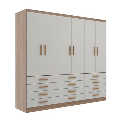 Guarda-Roupa Casal New Mônaco 6 Portas 12 Gavetas Branco/Demolição - Evidência Móveis