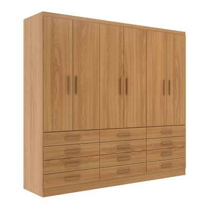 Guarda-Roupa Casal New Mônaco 6 Portas 12 Gavetas Cinnamomo - Evidência Móveis
