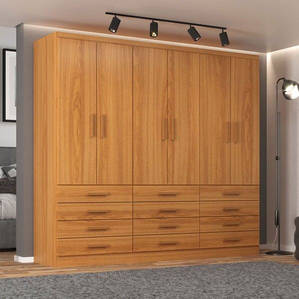 Guarda-Roupa Casal New Mônaco 6 Portas 12 Gavetas Cinnamomo - Evidência Móveis
