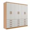 Guarda-Roupa Casal New Mônaco 6 Portas 12 Gavetas Cinnamomo/Branco - Evidência Móveis