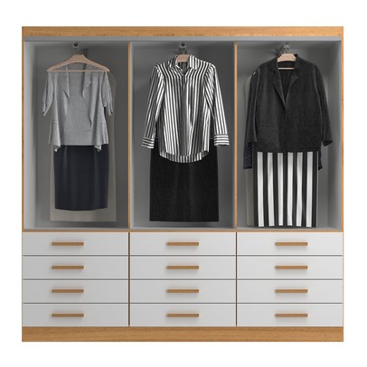 Guarda-Roupa Casal New Mônaco 6 Portas 12 Gavetas Cinnamomo/Branco - Evidência Móveis